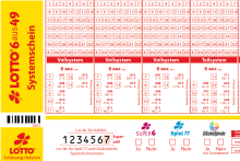 Lottoschein Systemschein